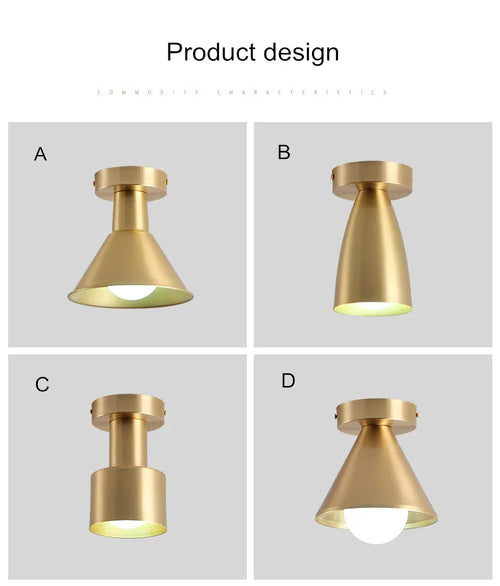 Balcony, American All Copper Ceiling, Small Ceiling Lamp, Nordic Modern Simple Cloakroom, Creative Porch, Entrance Hall Lamp - vue 7 sur 9