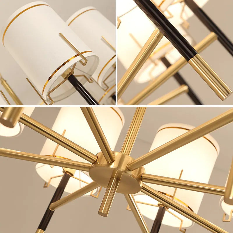 Lustre design luxe Cuivre avec abat-jour style américain - vue 6 sur 6