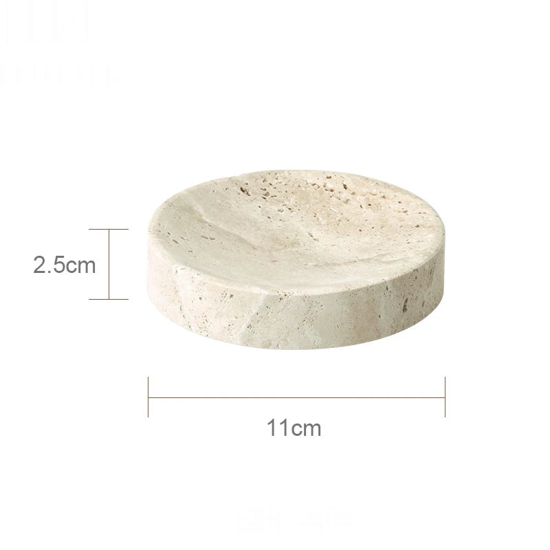 ensemble accessoires salle de bain en travertin beige naturel - vue 27 sur 28