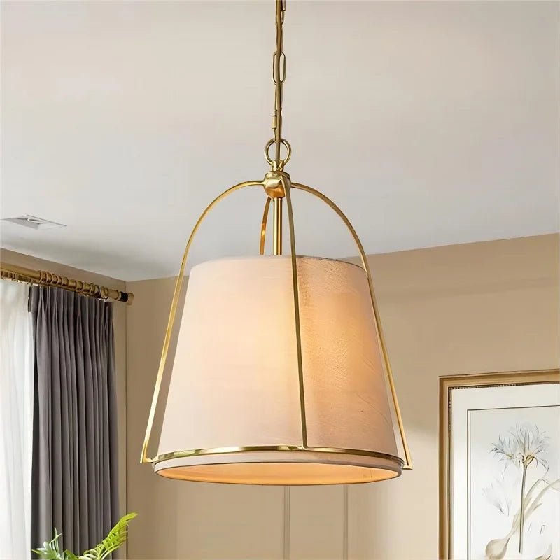 lustre américain simple en tissu avec lumière led créative