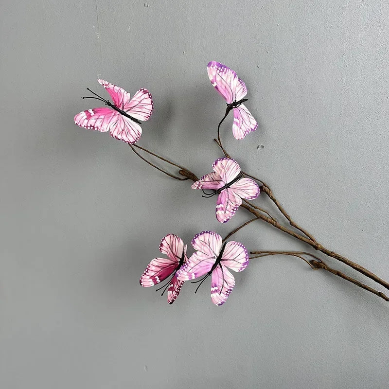branche de papillon artificielle avec fausses fleurs décoratives pour jardin
