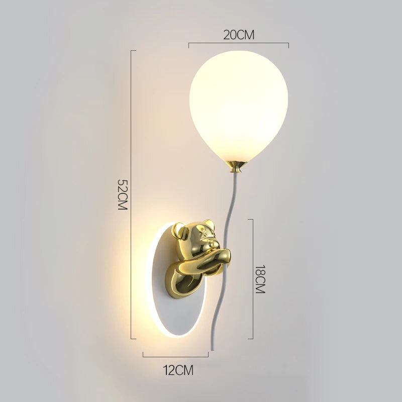 Creative and personalized cartoon children's room, bedroom, bedside wall lamp, artistic bear atmosphere wall light fixture - vue 10 sur 13