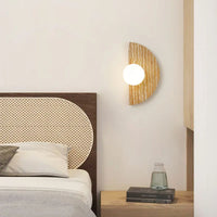 applique murale en pierre naturelle avec demi-cercle en verre blanc