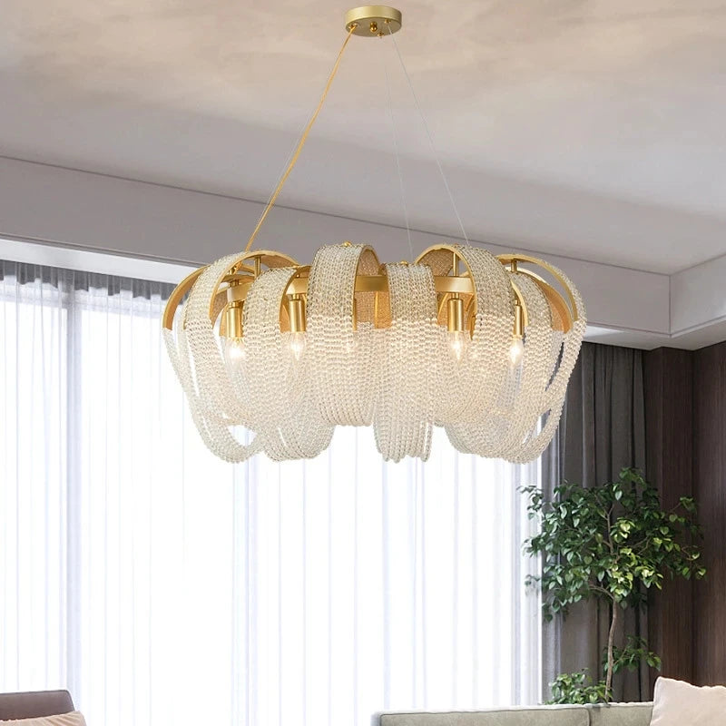 lustre en cristal de luxe pampilles modèle 	 pour hôtel - vue 5 sur 10