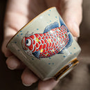 Tasse kung fu ceramique motif arowana style chinois