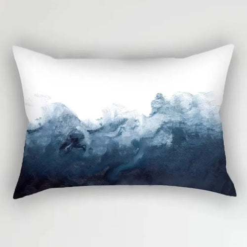 taie d'oreiller rectangulaire à motifs fleuris et feuillus bleus