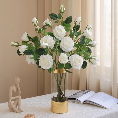 3 têtes de roses artificielles pour décoration de mariage et chambre - vue 2 sur 10