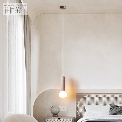 lustre wabi-sabi en pierre de grotte rétro suspendu - vue 5 sur 7