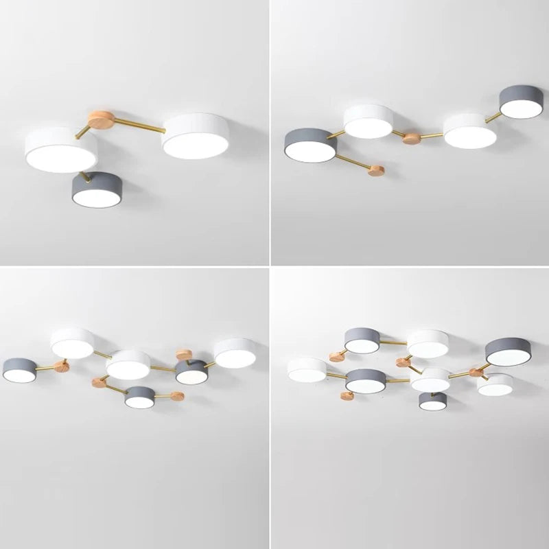 Plafonnier LED en bois au design nordique moderne - vue 4 sur 10