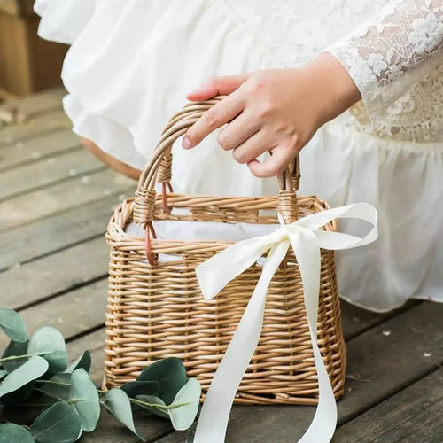 panier à fleurs en osier style rustique pour femmes - vue 4 sur 8
