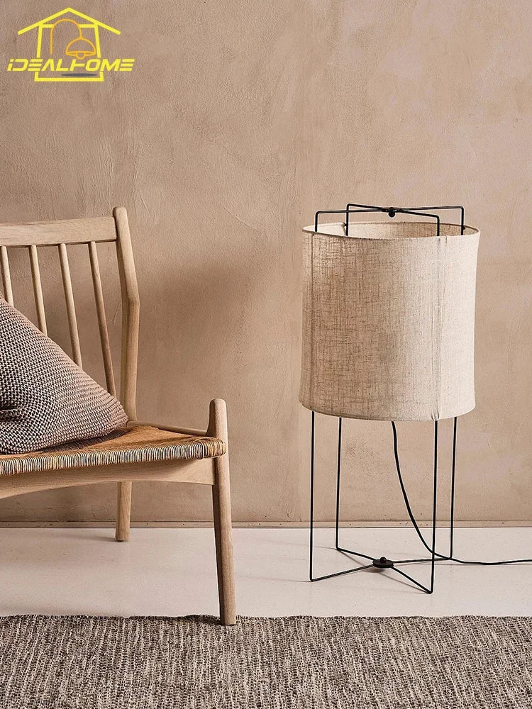 lampe de sol design minimaliste japonais wabi-sabi en tissu pour intérieur - vue 11 sur 10