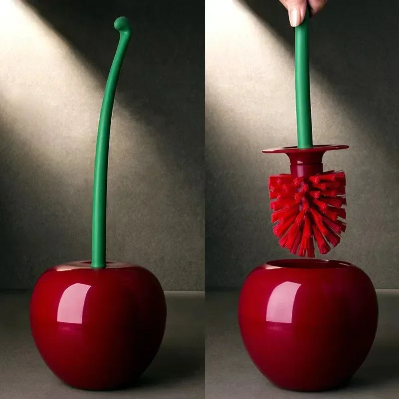 brosse de toilette cerise avec long manche et support créatif - vue 5 sur 8