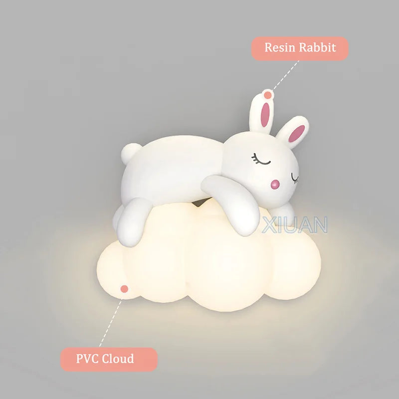 Applique murale lapin créatives sur nuage blanc