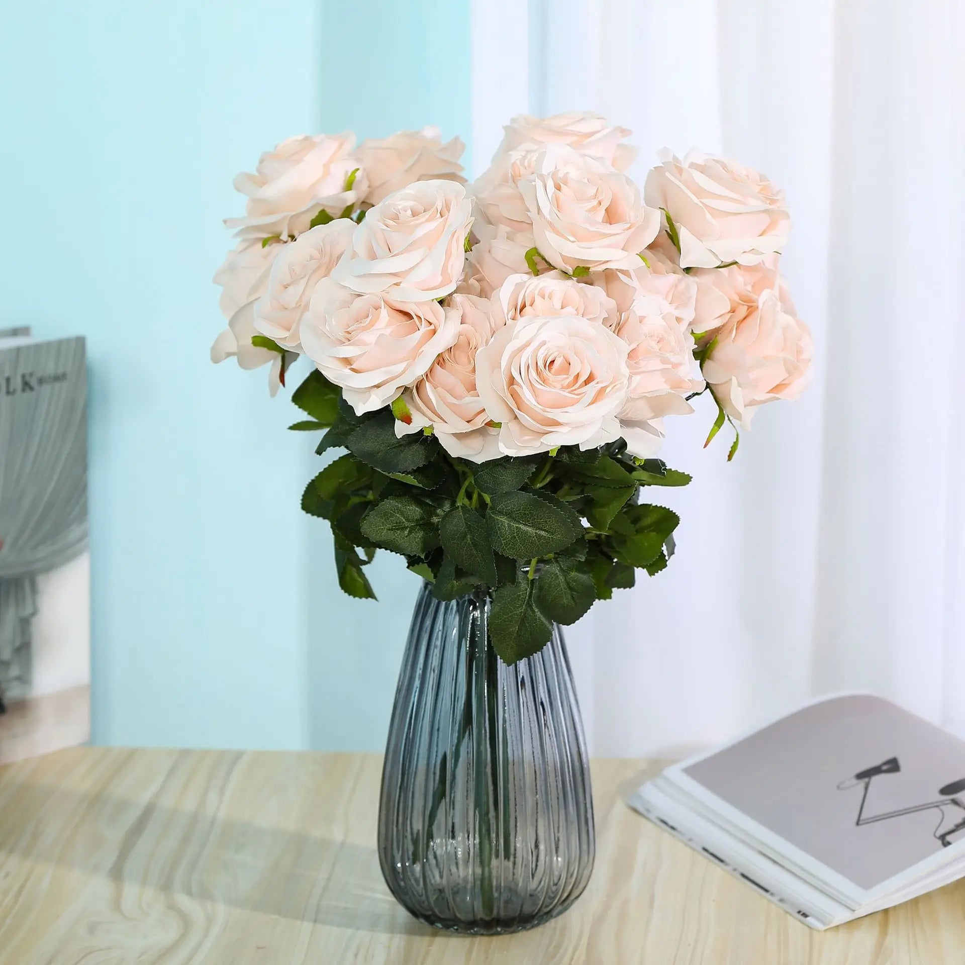 bouquet de roses artificielles pour mariage et décoration intérieure - vue 27 sur 27