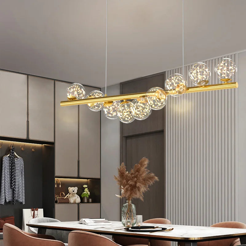 Nordique minimaliste boule de verre lustre Restaurant cuisine G9 lumière LED maison plafond décoration or lustre lampe suspendue