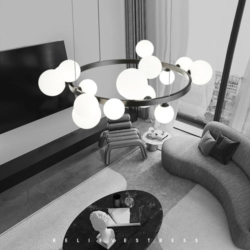 Designer minimaliste salon lustre lumière luxe nordique minimaliste moderne restaurant chambre magique haricot lampe en verre