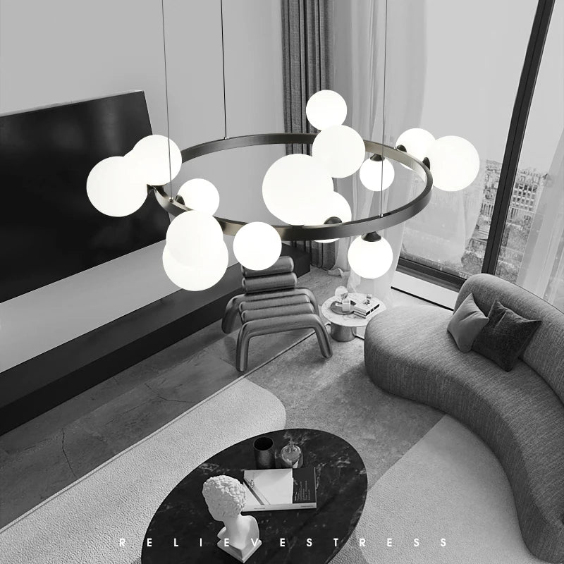 Lustre design rond minimaliste salon luxe nordique minimaliste moderne restaurant chambre magique haricot