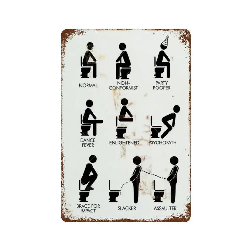 Poster Toile 50x70 Cm Humour Salle De Bain - Brosse à Dents Et Papier Toilette "Je Déteste Mon Travail" - Déco Murale Sans Cadre - 6
