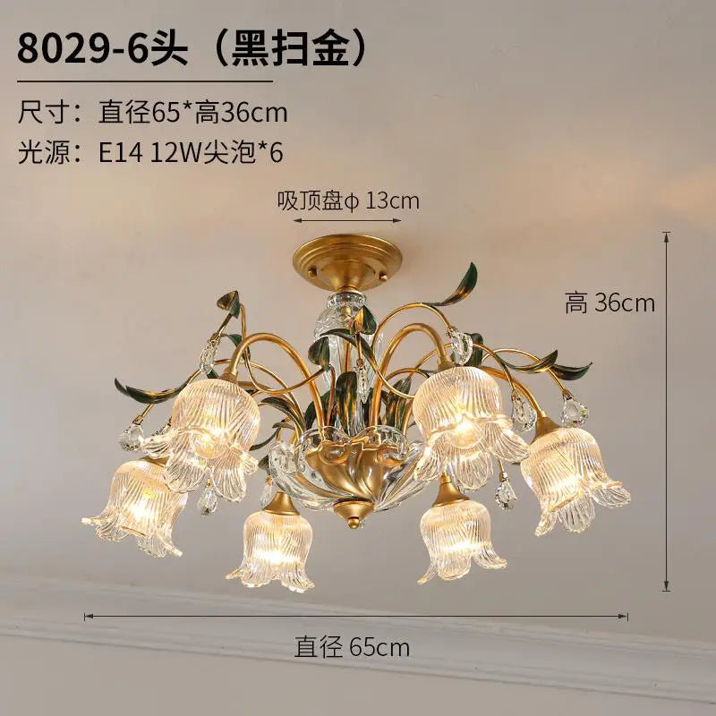 Lustre vintage panier en laiton et cristal : plafonnier LED Lustre vintage panier en laiton et cristal : plafonnier LED