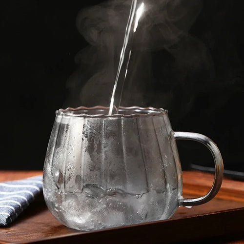 Tasse café verre borosilicate rayures créatives 400 ml