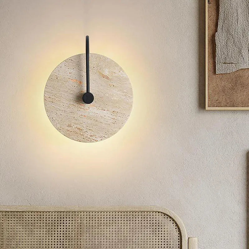 applique murale led ronde en pierre métal noir pour hôtel boutique escaliers - vue 4 sur 9