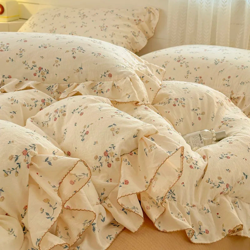 housse de couette bonenjoy en dentelle imprimée avec volants