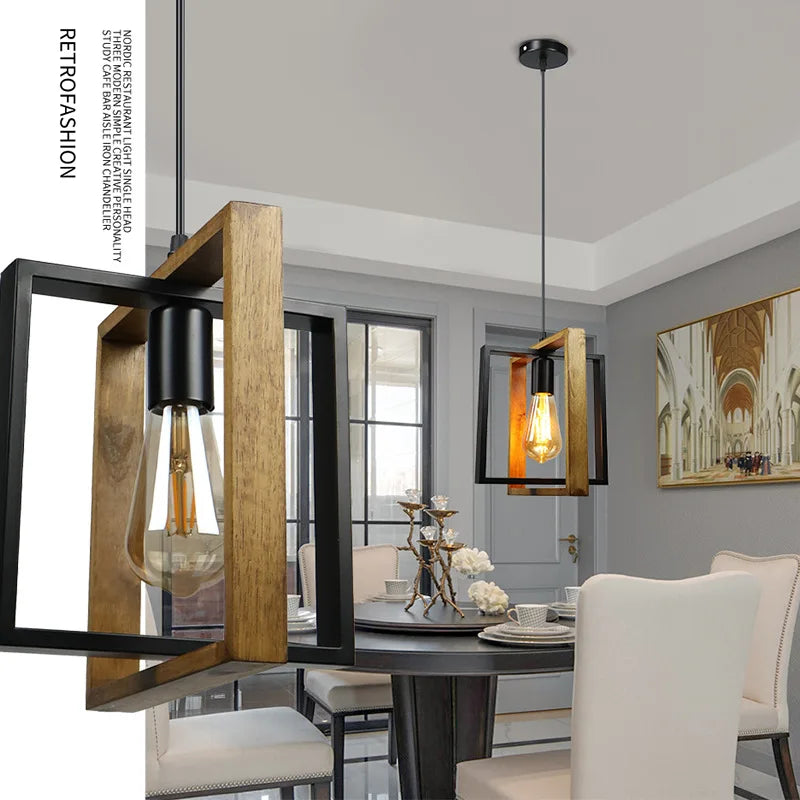 lustre vintage en bois pour cuisine et restaurant