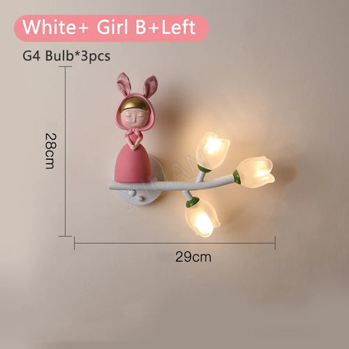 applique murale led g4 décorative avec motif lapin fille - vue 17 sur 22