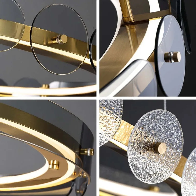 SANDYHA minimaliste nordique lustre circulaire verre cristal salle à manger salon décoration de la maison chambre grenier escalier éclairage