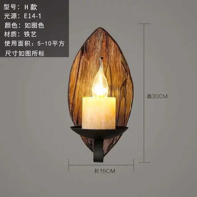 appliques murales led en bois style industriel pour décoration - vue 10 sur 21