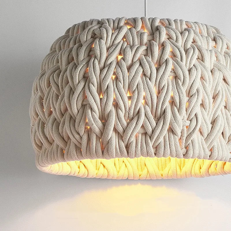 Nordique Wabi Sabi E27 suspension LED lumières tricoté corde minimalisme suspension lampe Lustre suspension lampe salle à manger luminaires - vue 6 sur 7