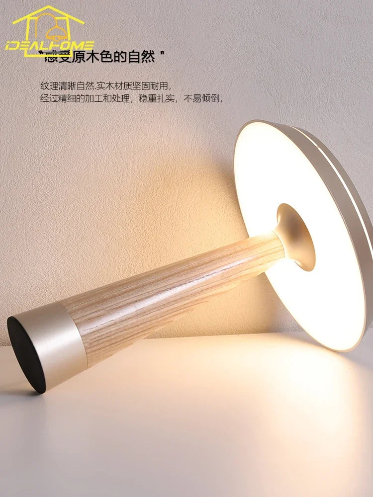lampe de table minimaliste en bois massif design italien avec éclairage led - vue 5 sur 6
