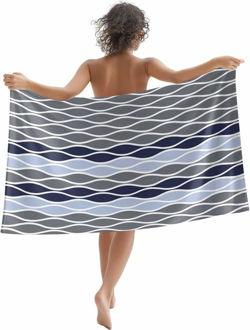 Serviette de plage motif vagues abstraites absorbante rapide