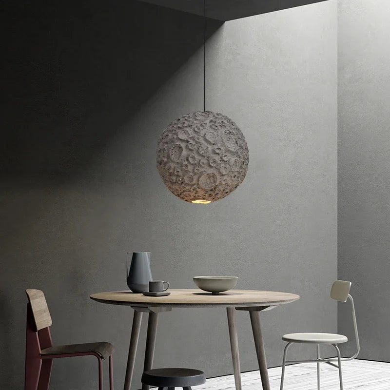 Japanese Wabi Sabi Style Chandelier Living Room Lamp Dining Room Coffe Store Planet Designer Grey Pendant Lamps Loft Decor Light - vue 4 sur 8