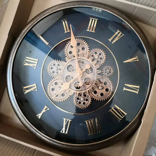 horloge murale industrielle avec engrenage rotatif silencieux - vue 3 sur 9