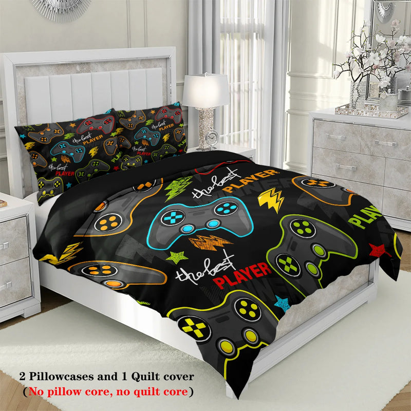 ensemble de literie manette de jeu 3 pièces pour adolescents et adultes