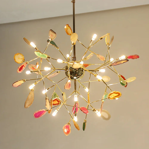 plafonnier led en agate naturelle pour décoration romantique intérieure - vue 5 sur 9