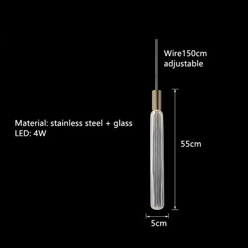 suspension tubes lumineux en verre transparent design nordique réglable - vue 18 sur 20