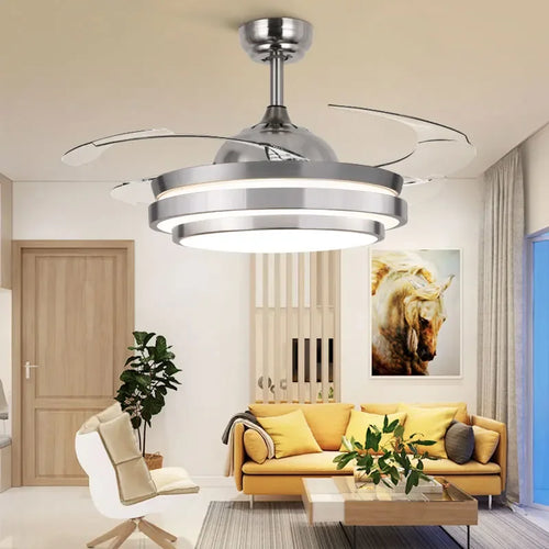 ventilateur de plafond moderne avec lumières et télécommande - vue 2 sur 8
