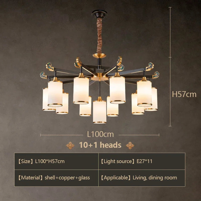 lustre en cuivre design style chinois pour éclairage moderne