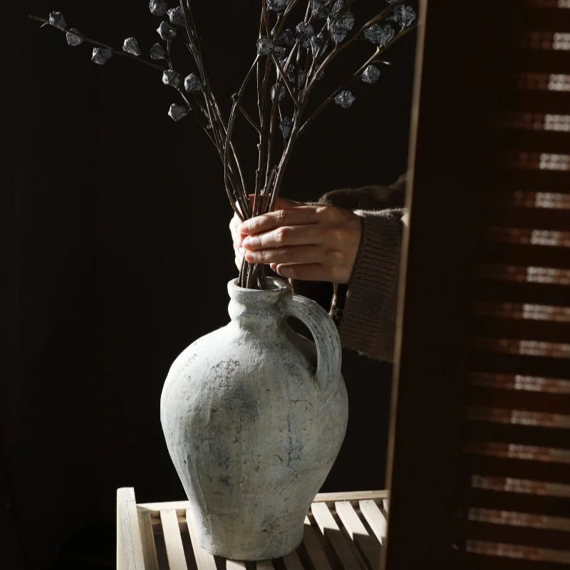 vase en céramique rétro fait à la main pour fleurs séchées décoratif - vue 5 sur 7