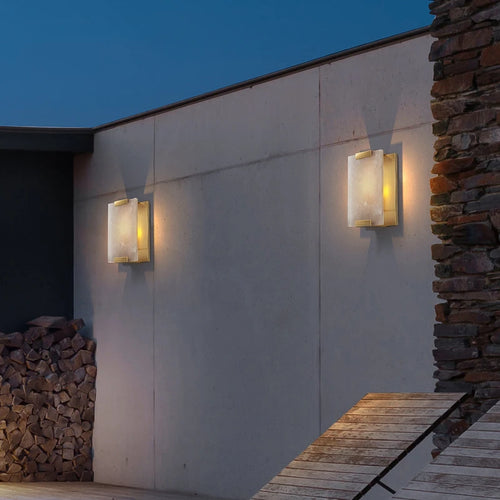 Applique murale LED rectangulaire en marbre naturel