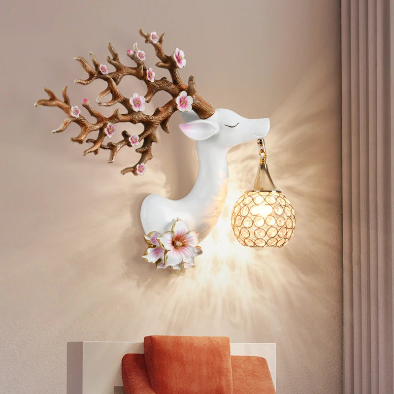 appliques murales modernes en résine style chinois cerf fortune - vue 3 sur 10