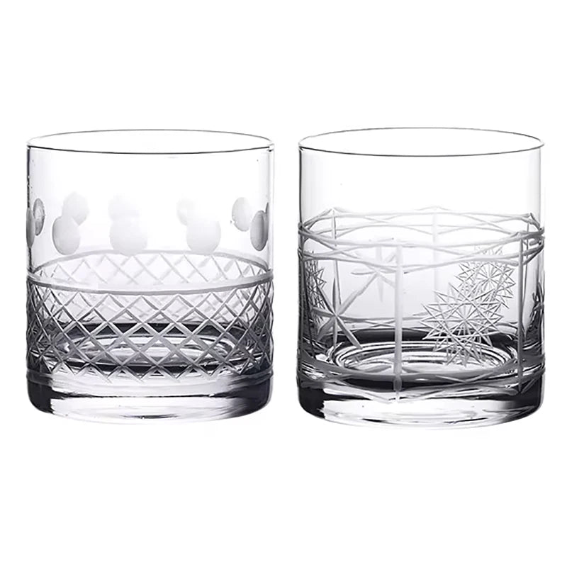 Verres whisky old fashioned motif cristal lot deux - vue 2 sur 7