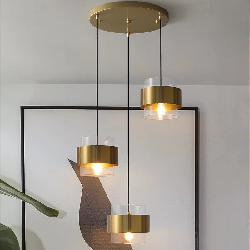 Suspension en verre art doré minimaliste moderne