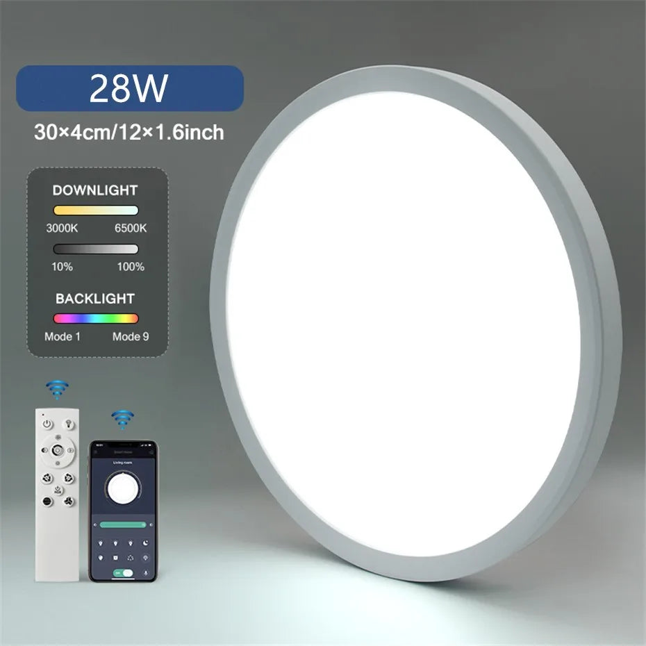 plafonnier led moderne avec panneau décoratif luminaire idéal - vue 6 sur 13