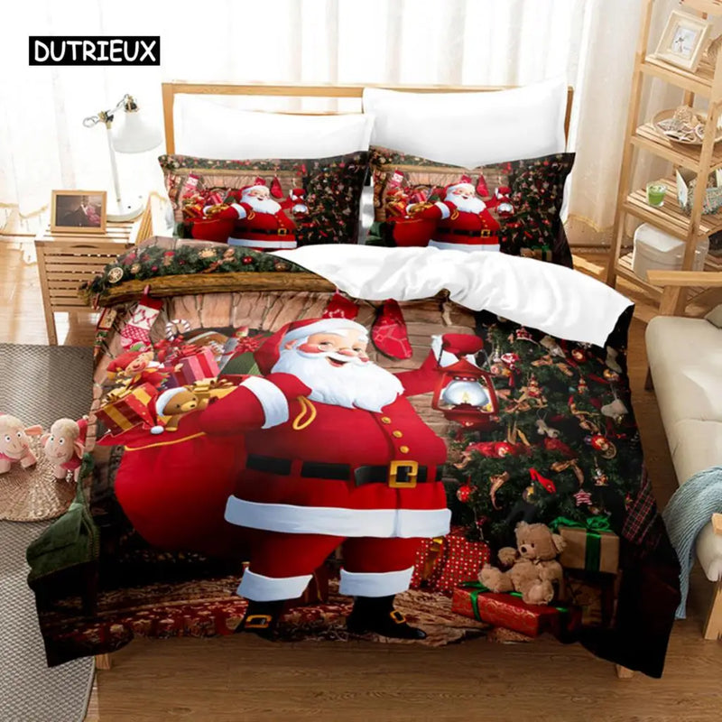 housse de couette noël motif cerf et neige confortable