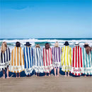 Serviette de plage rayée personnalisée microfibre prénom géométrique