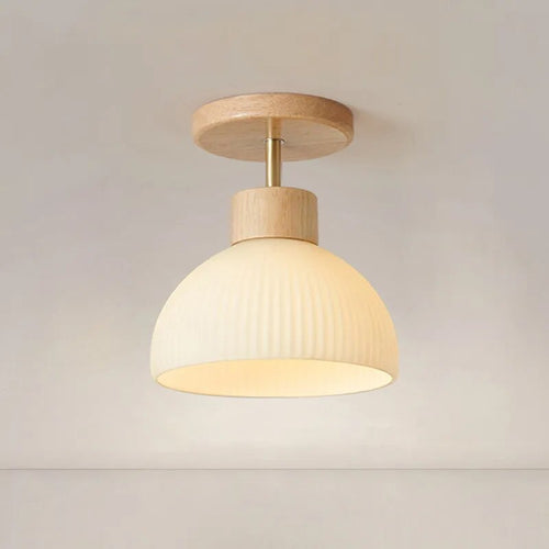 Lustre LED Verre Bois Lumière Salon Étude Salle Manger