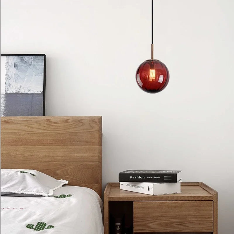 lustre moderne en verre design suspendu lumineux nordique - vue 3 sur 14